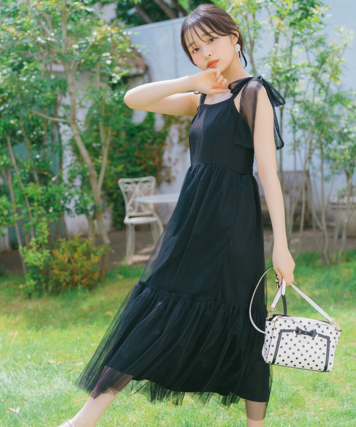 WILLSELECTION「ショルダーリボンチュールティアードワンピース」|ワンピース|