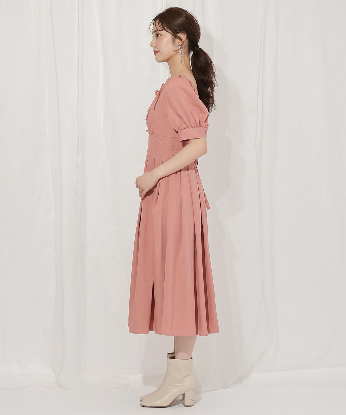 WILLSELECTION「デコルテリボンフレアワンピース」|ワンピース|