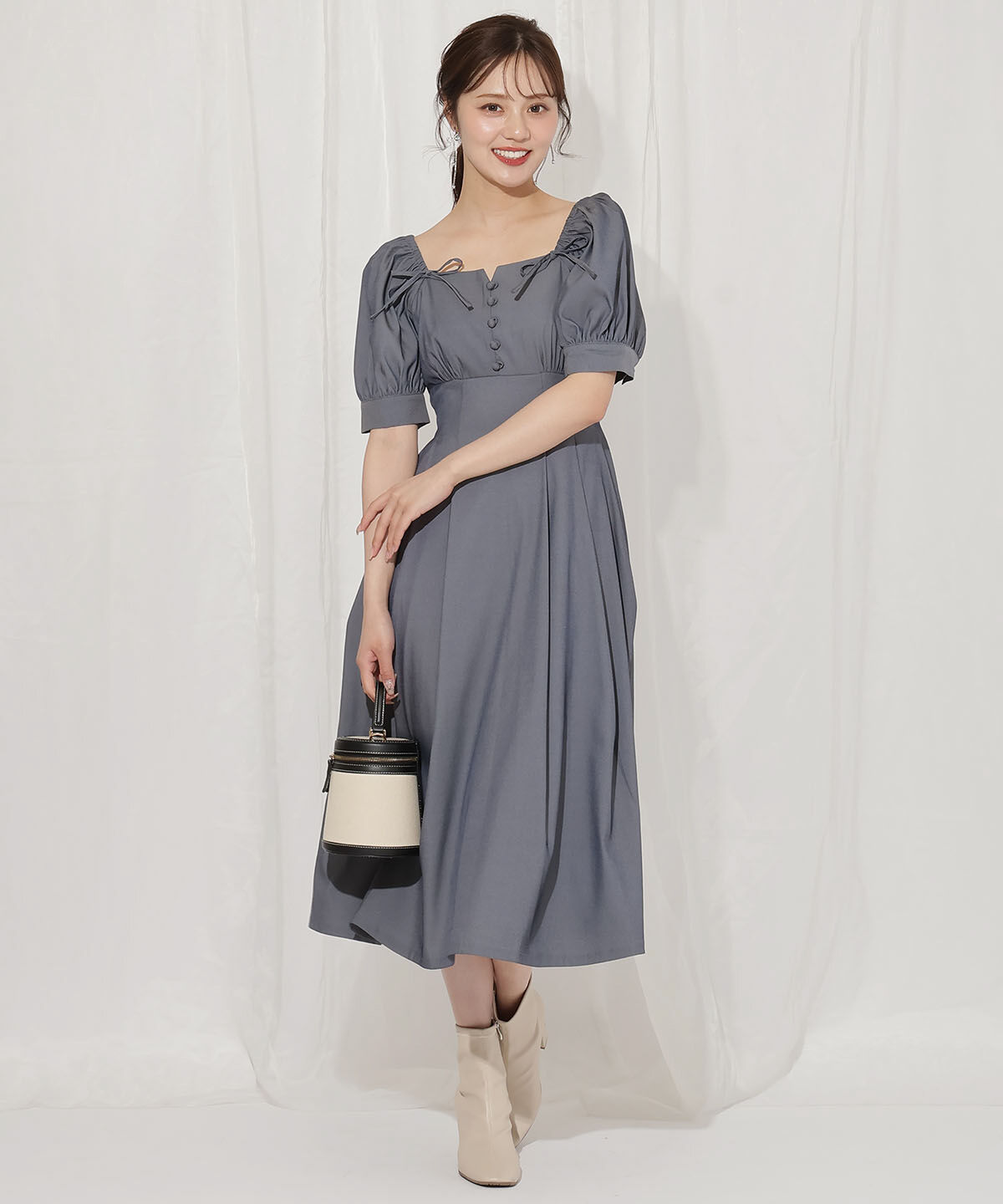 WILLSELECTION「デコルテリボンフレアワンピース」|ワンピース|