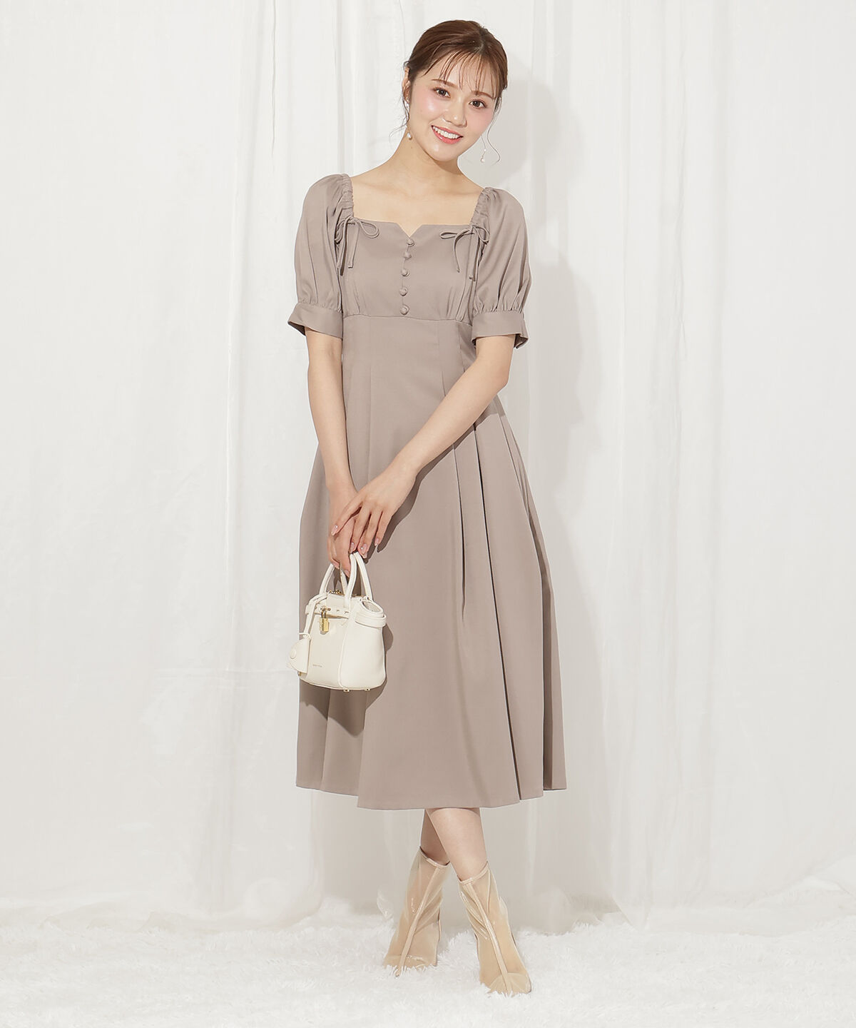 WILLSELECTION「デコルテリボンフレアワンピース」|ワンピース|