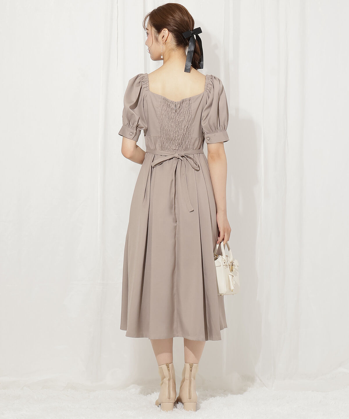 WILLSELECTION「デコルテリボンフレアワンピース」|ワンピース|