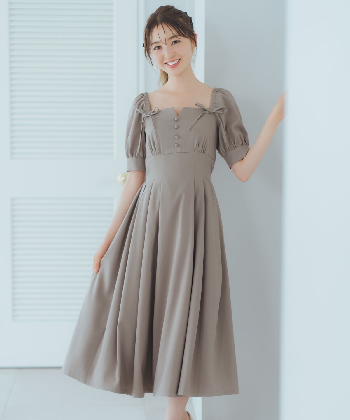 WILLSELECTION「デコルテリボンフレアワンピース」|ワンピース|