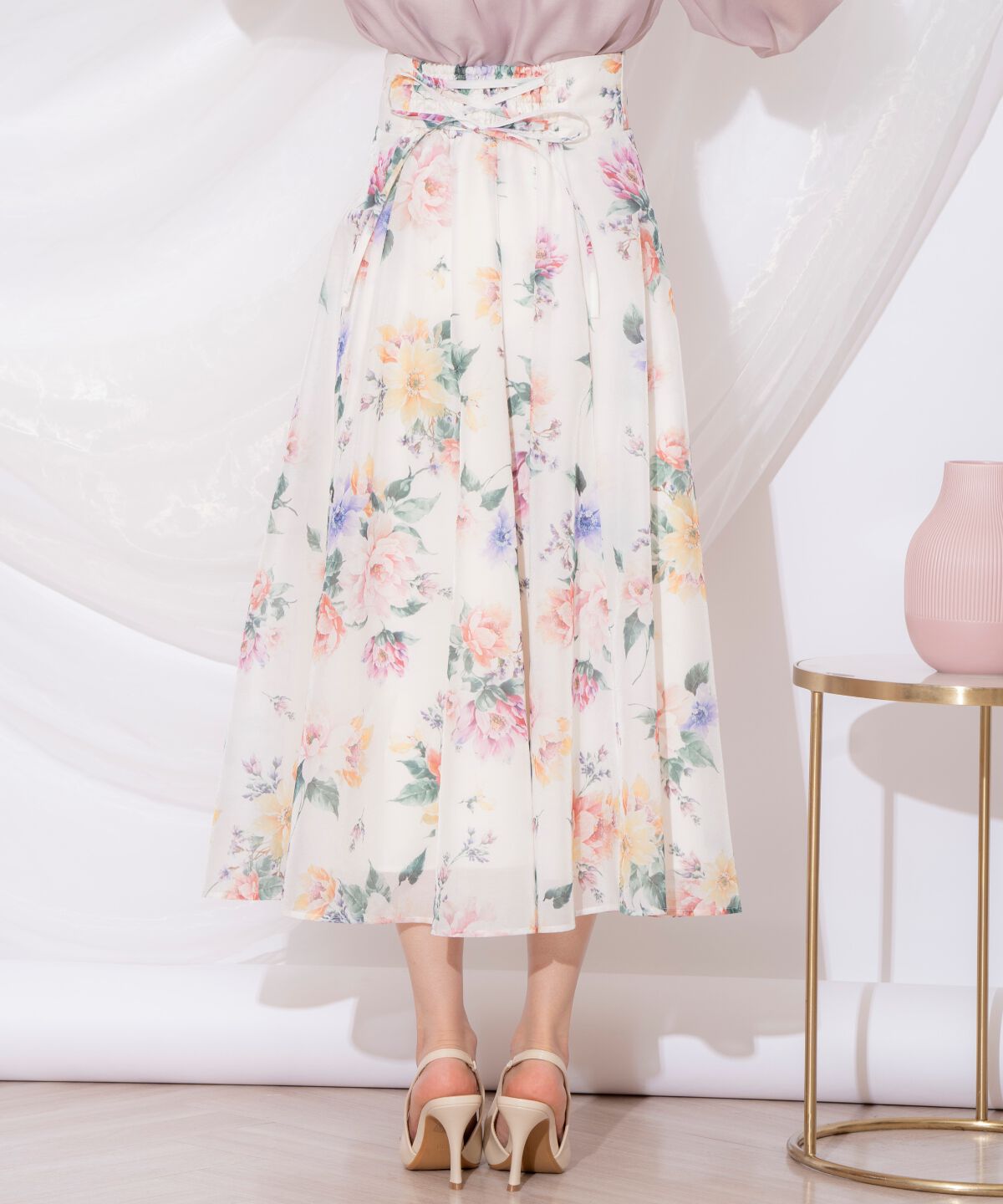 WILLSELECTION「カラフルフラワースカート」|フレア|