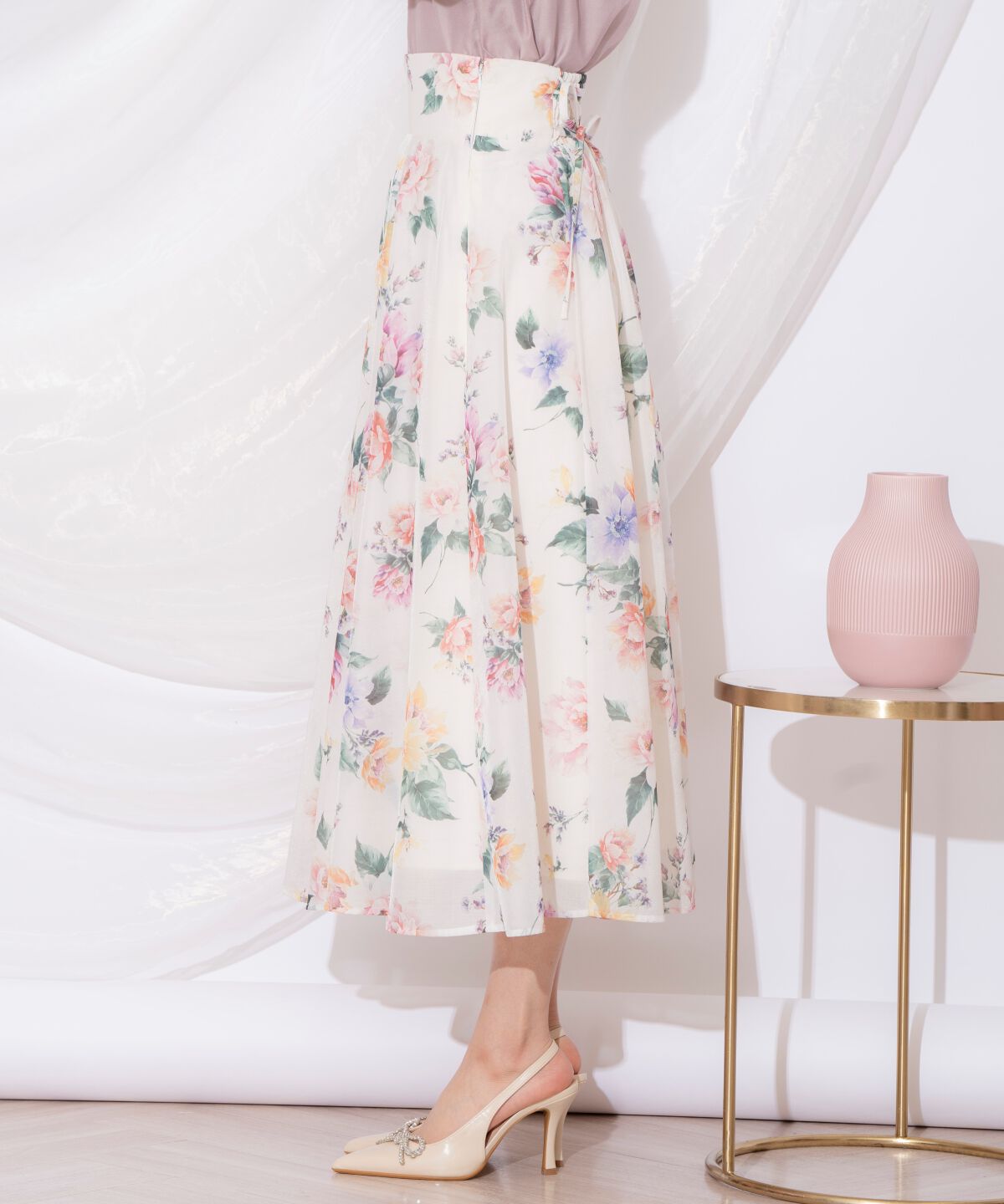 WILLSELECTION「カラフルフラワースカート」|フレア|