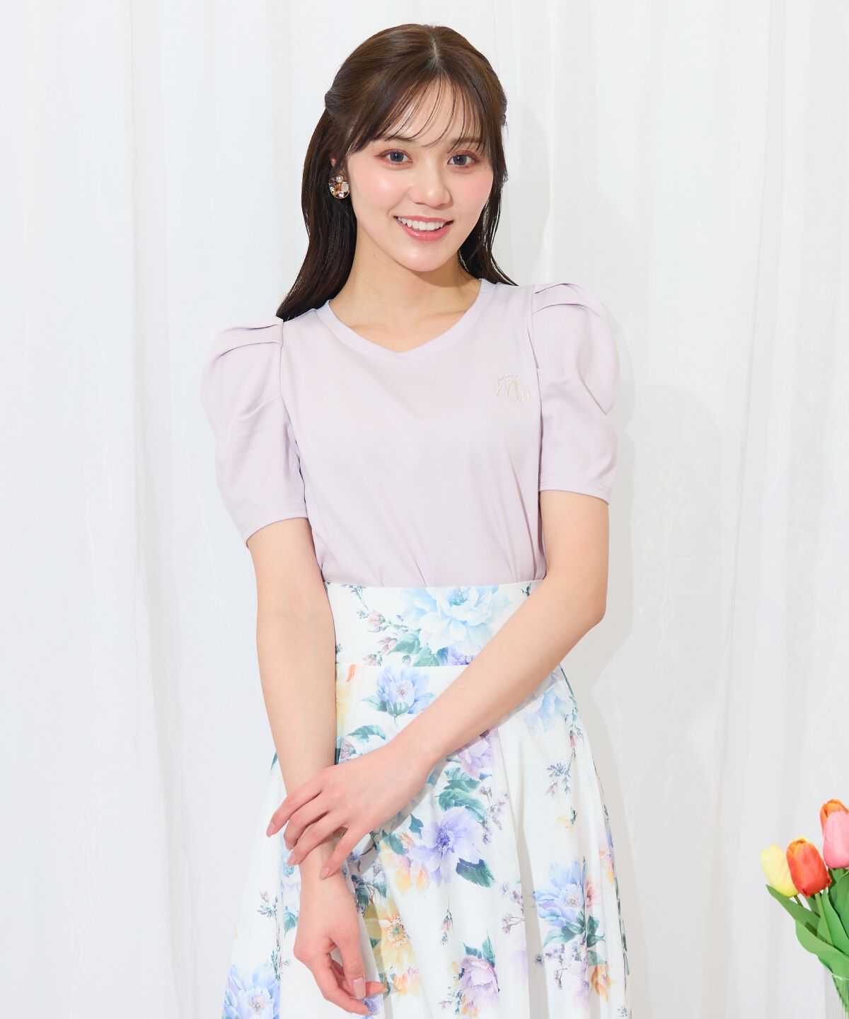 WILLSELECTION「タックスリーブロゴ刺繍トップス」|Tシャツ・カットソー|