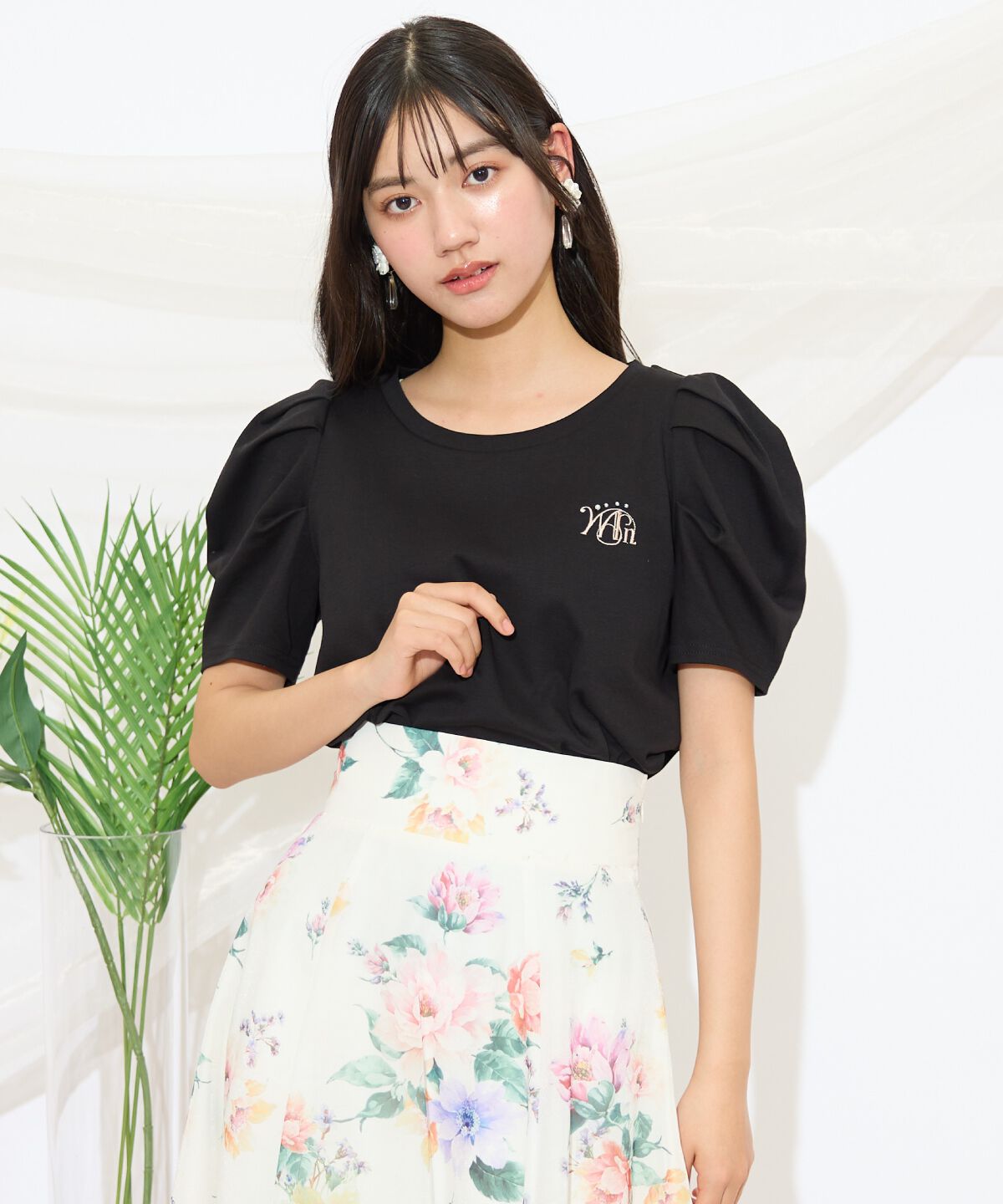 WILLSELECTION「タックスリーブロゴ刺繍トップス」|Tシャツ・カットソー|