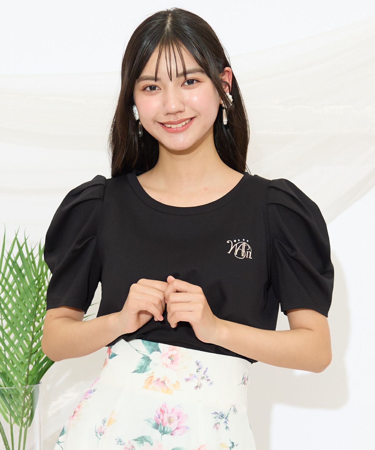 WILLSELECTION「タックスリーブロゴ刺繍トップス」|Tシャツ・カットソー|