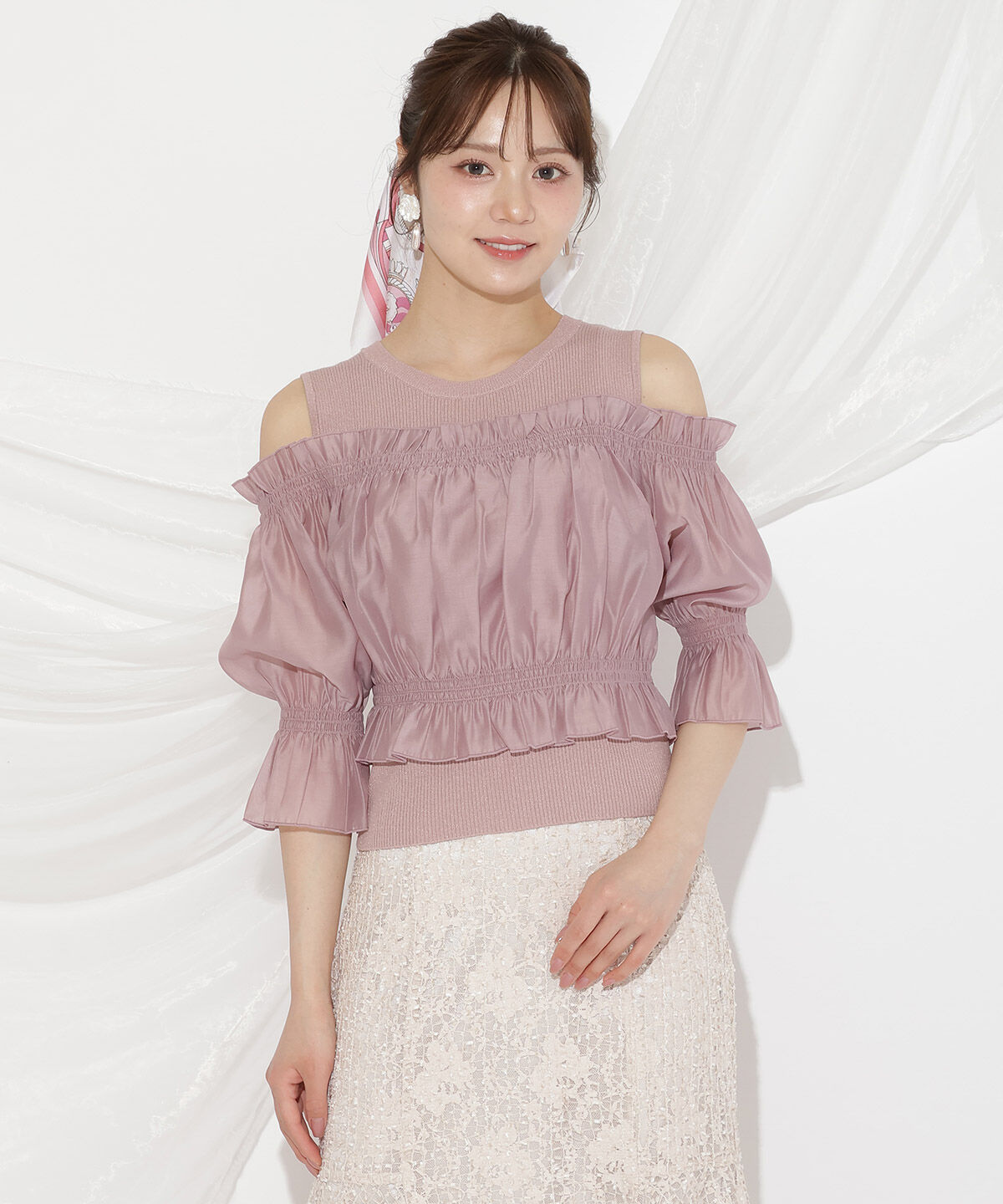 WILLSELECTION「レイヤード風オフショルニットプルオーバー」|ニット・セーター|