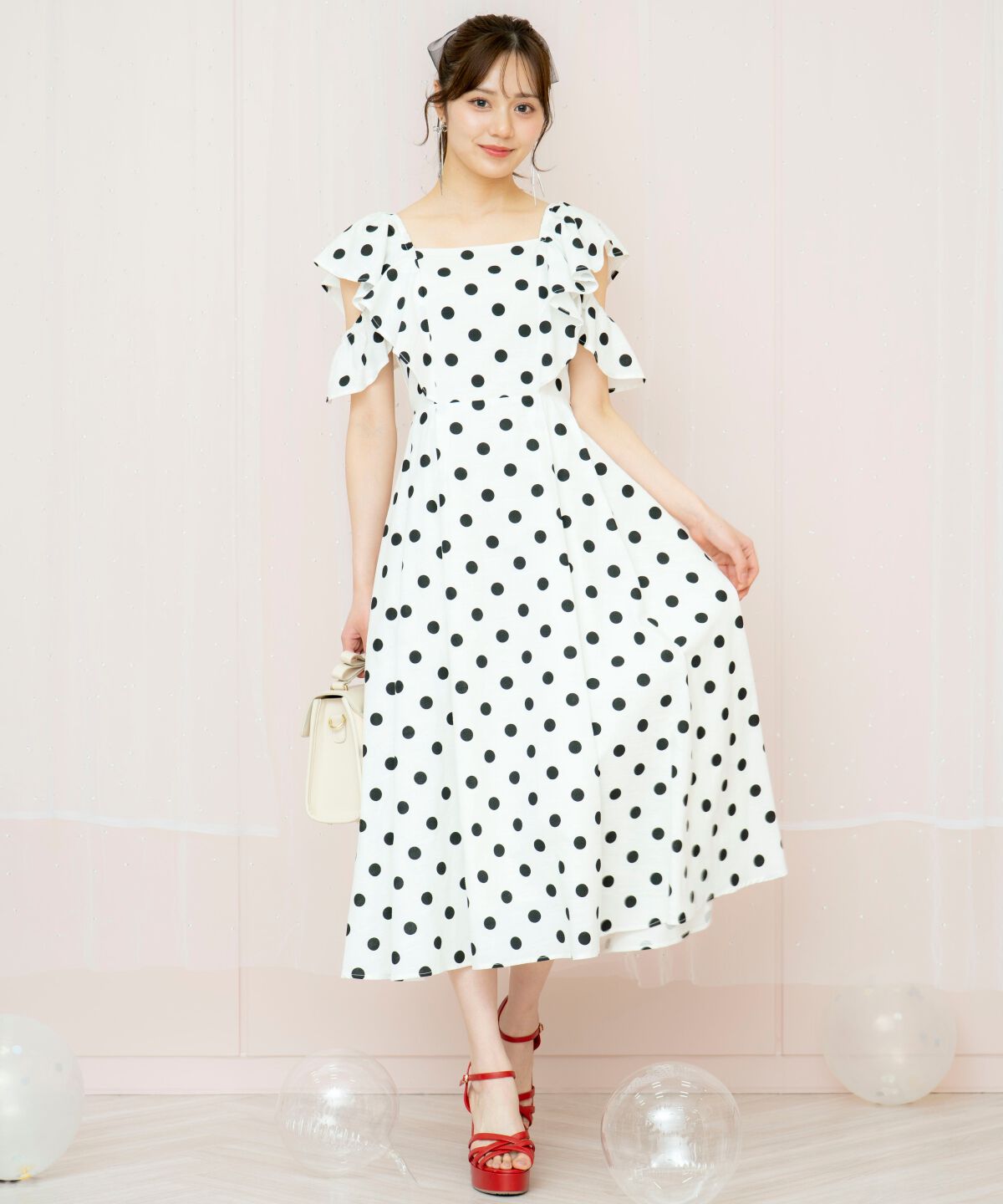 WILLSELECTION「ラッフルショルダーフレアワンピース」|ワンピース|