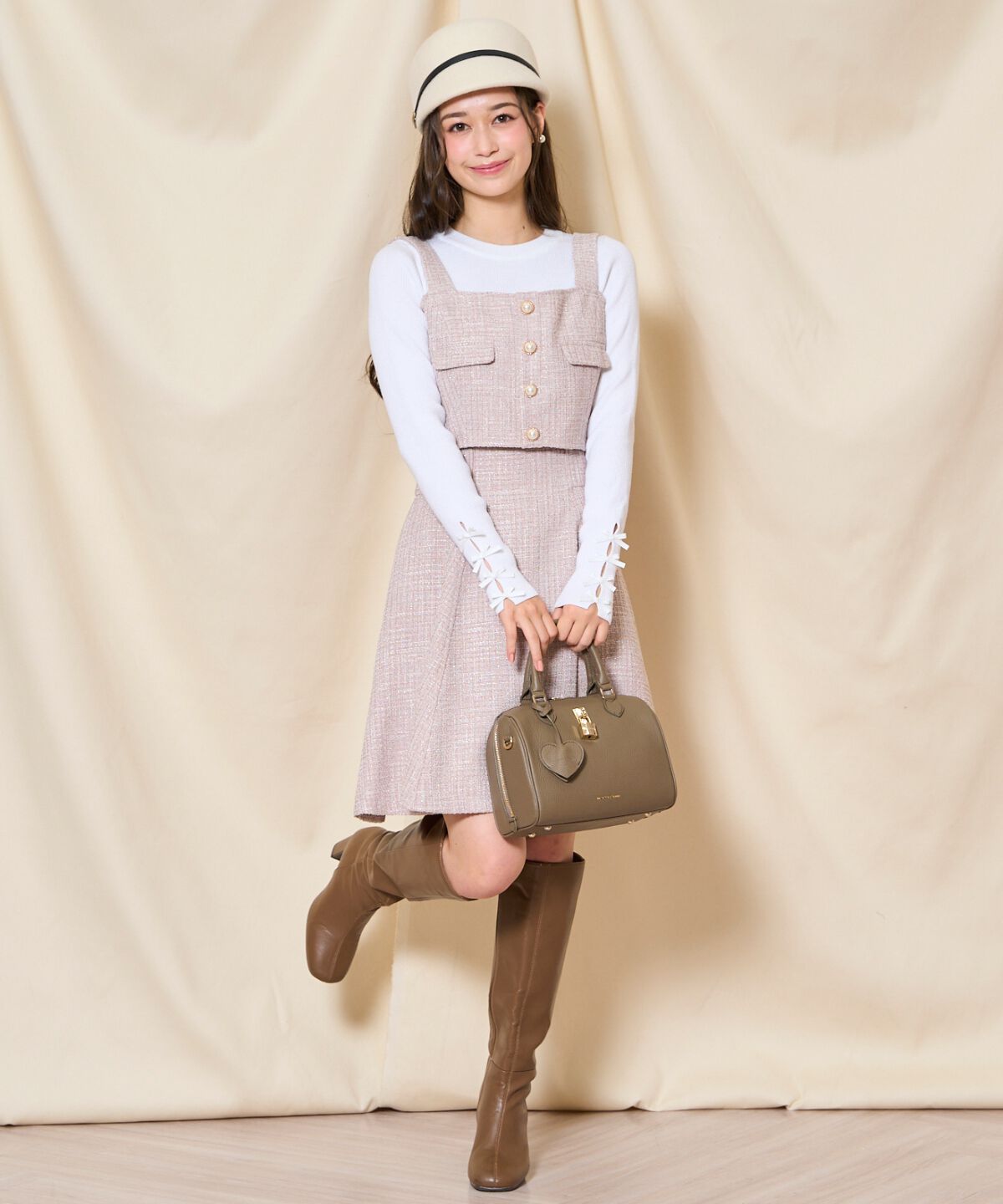 WILLSELECTION「ツイードフレアミニスカート」|フレア|ピンク