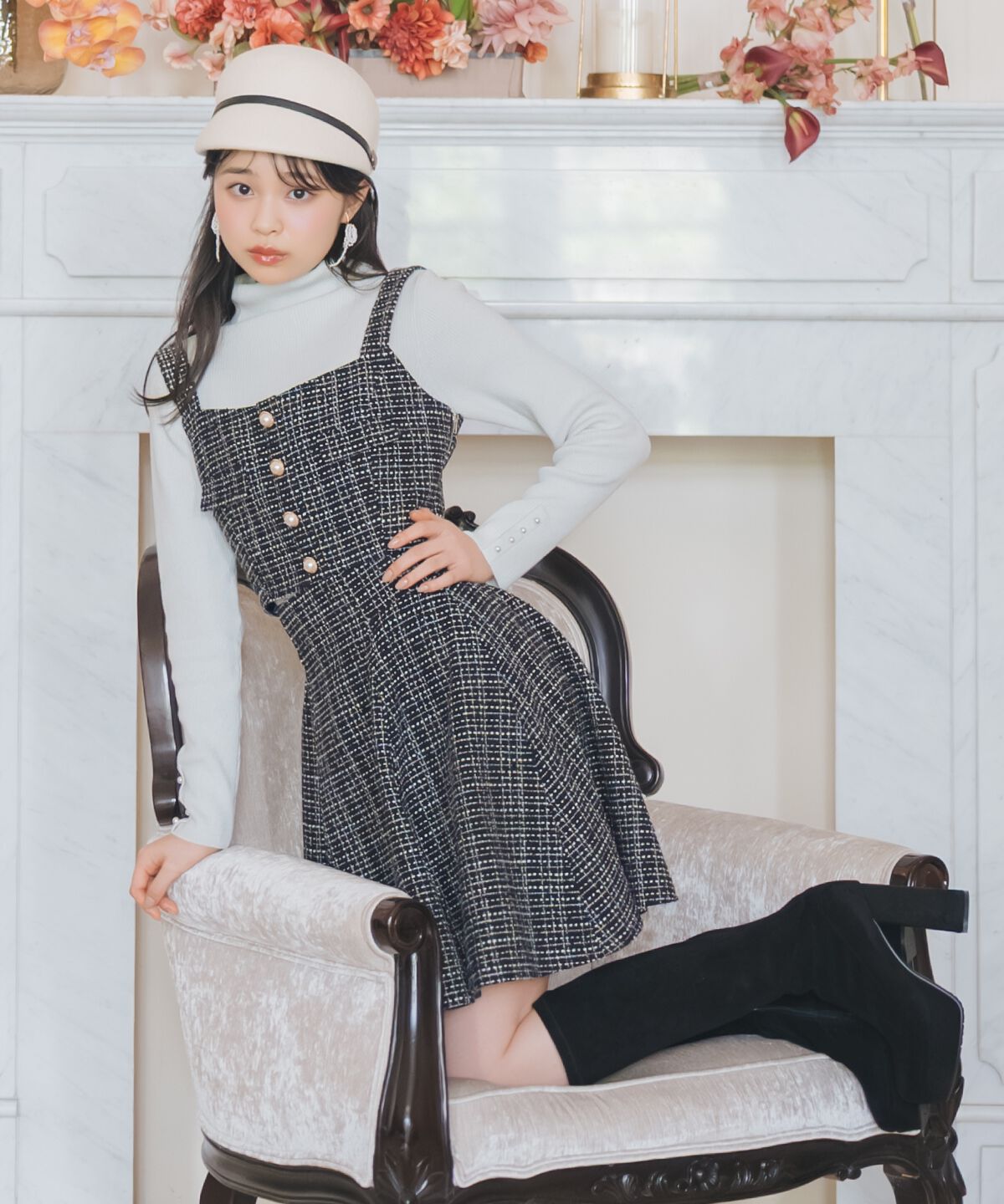 WILLSELECTION「ツイードフレアミニスカート」|フレア|ブラック