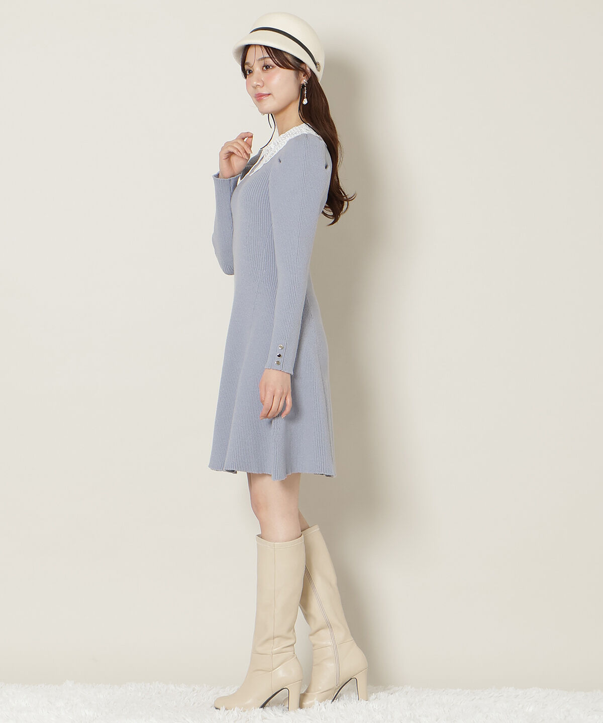 WILLSELECTION「リボンレースカラーニットワンピース」|ワンピース|