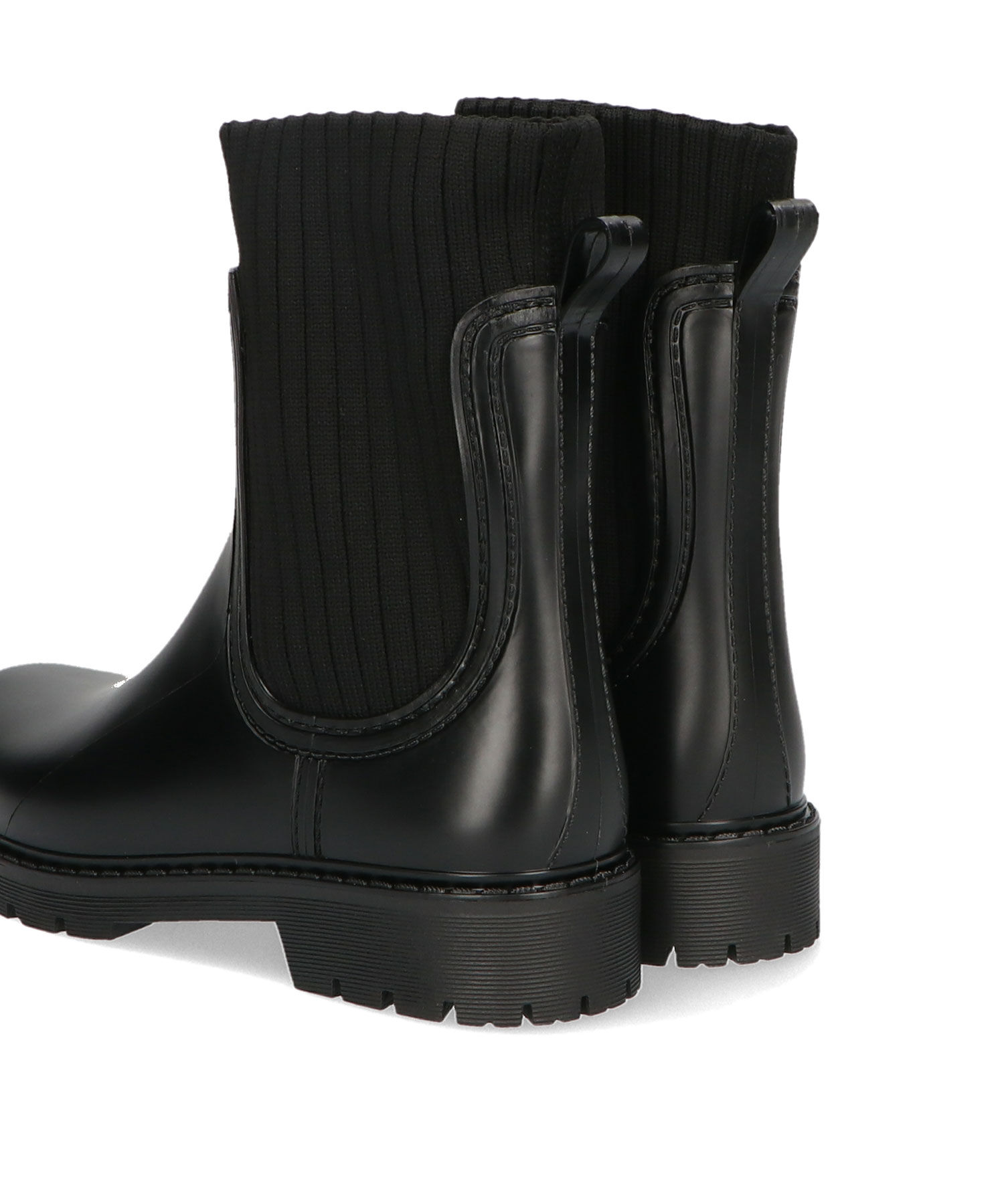 ORiental TRaffic「【防水】切替 ニット レインブーツ /R-0017 レインシューズ ニット 晴雨兼用 ゆったりサイズ」|ショートブーツ|