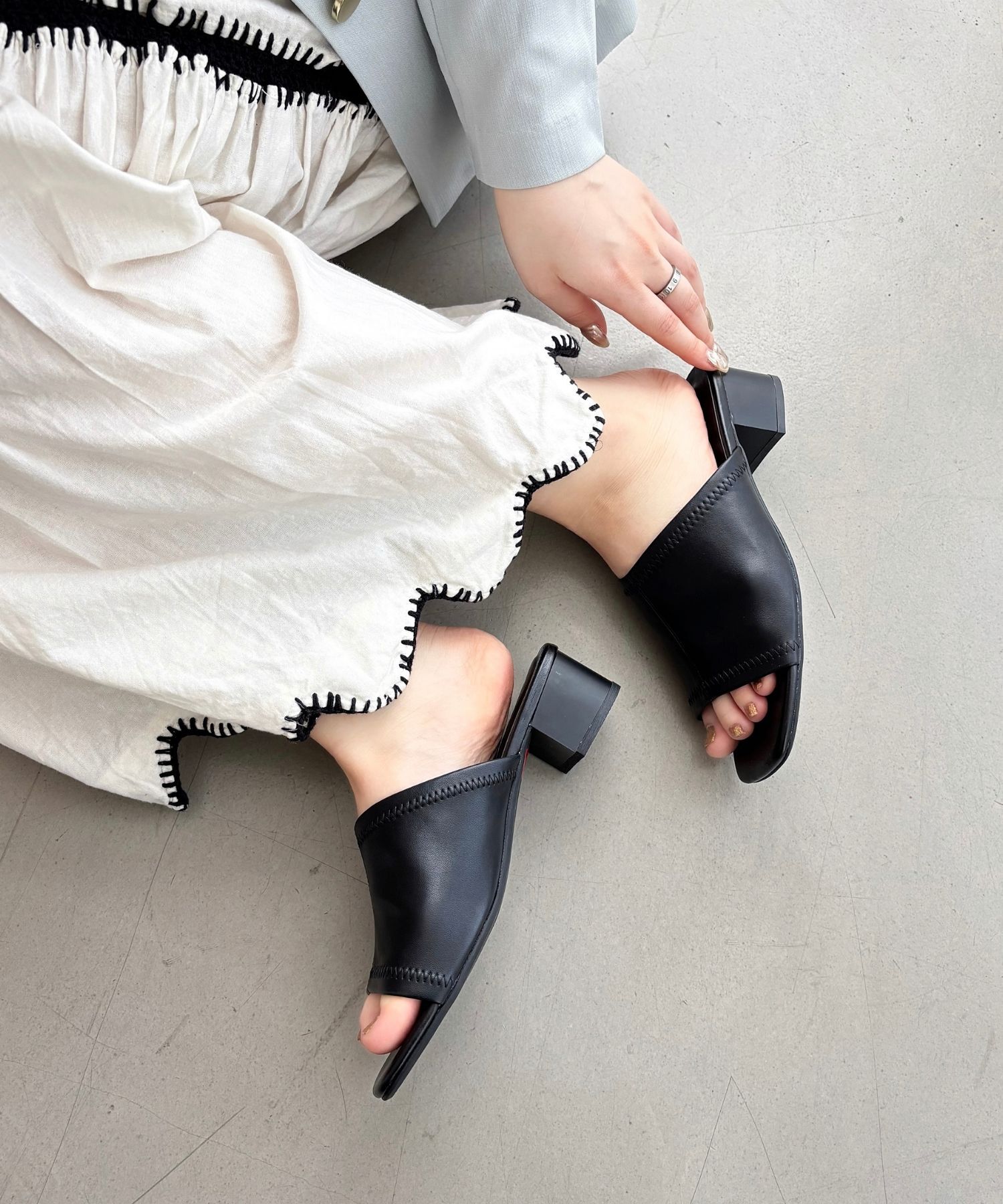 ORiental TRaffic「【WEB限定】ストレッチ ミュールサンダル /55205 万能 シンプル 柔らかい」|サンダル|