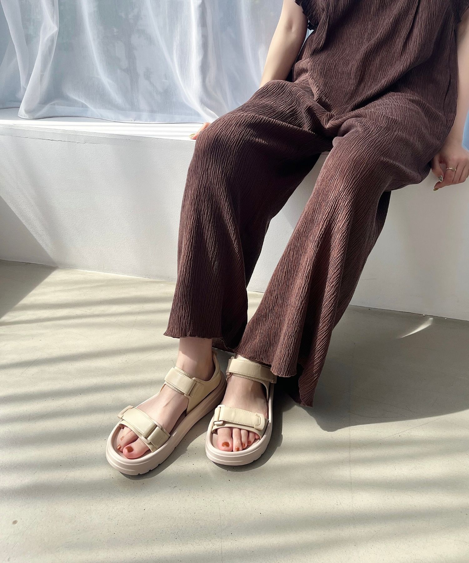 ORiental TRaffic「【Fit meサンダル】ダブルベルト サンダル /51227 軽い 柔らかい フラット」|サンダル|