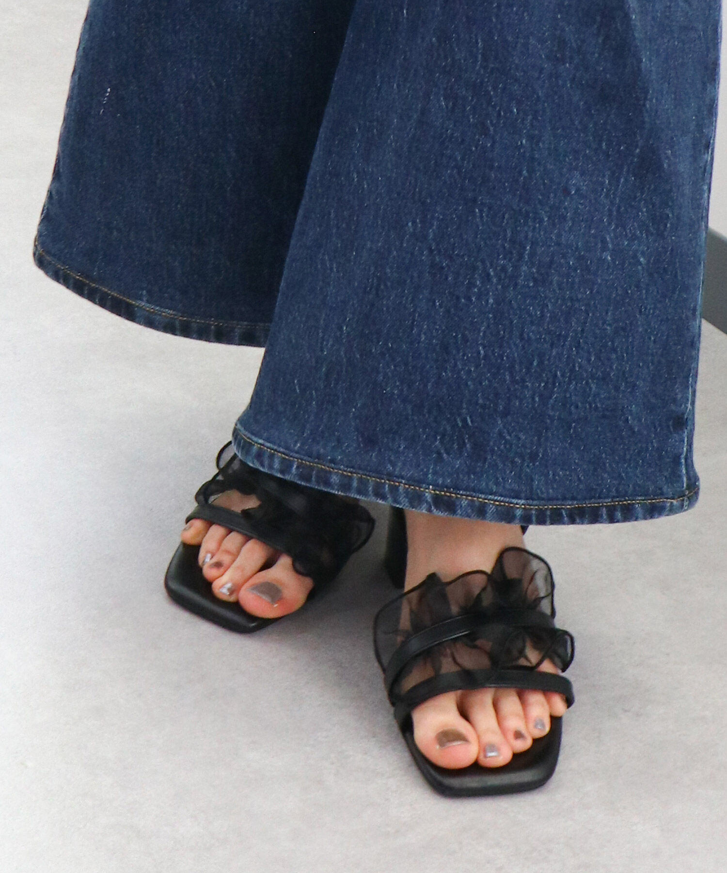 ORiental TRaffic「【WEB限定】●2025春夏新作●フリルストラップヒールサンダル/55210 トレンド 人気 ヒール7cm」|サンダル|