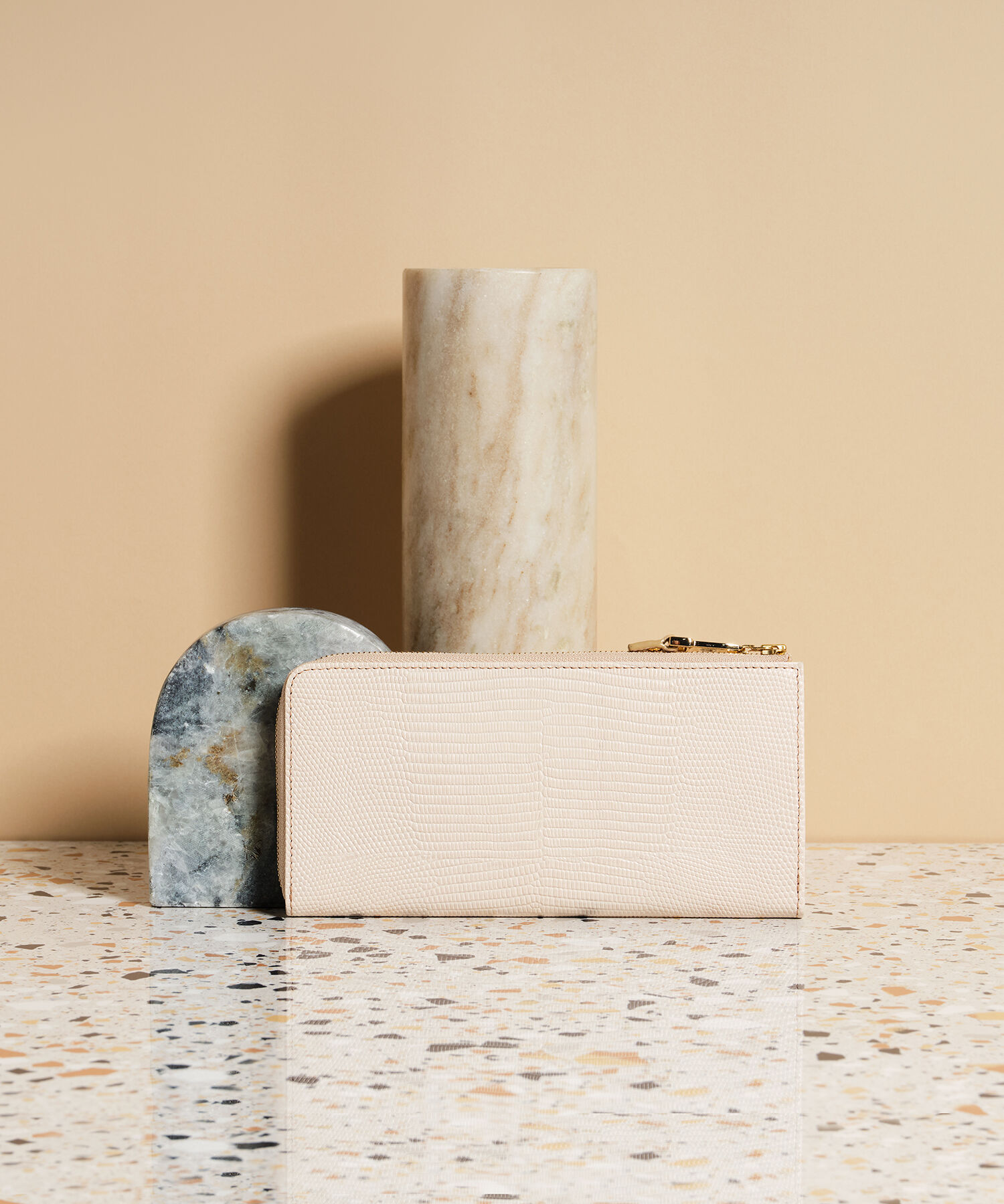 TOPKAPI 「イタリアンレザー・リザード型押し・Lファスナー長財布マチ付き LUCIA[ルチア]」|財布|ペールベージュ