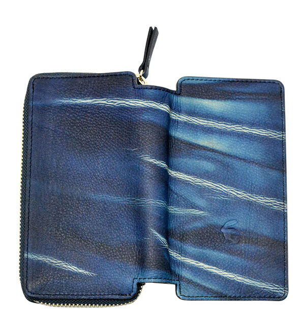Kinuya Indigo「W409 本革　藍染め　絞り　Wallet」|財布|