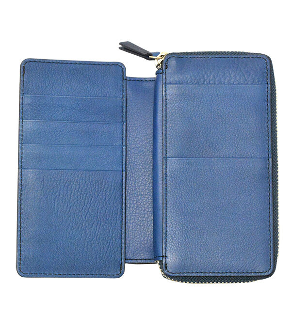 Kinuya Indigo「W409 本革　藍染め　絞り　Wallet」|財布|