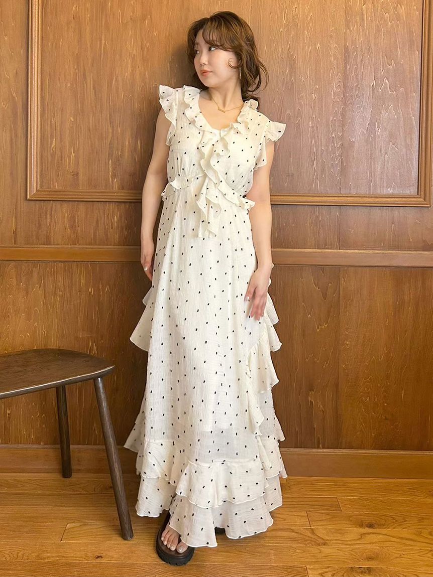 LILY BROWN ラッフルフリルフレアワンピース ラッフルフリルフレアワンピース（LILY BROWN）｜ルミネのファッション