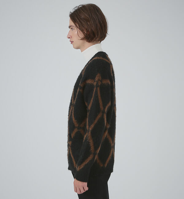 モヘアブレンド】アーガイル Vネック カーディガン（ABAHOUSE