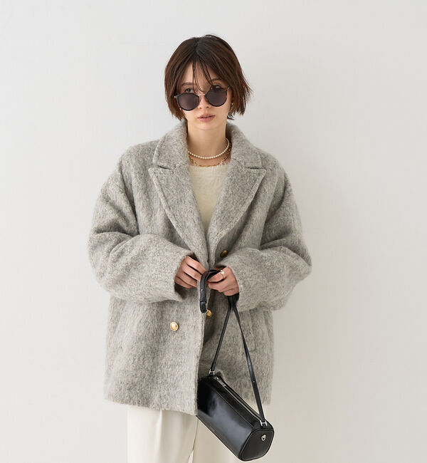 Rouge vif モヘアシャギーピーコート グレー ダブルボタン 36 追加4】【一部店舗限定】ラメシャギースライバーPコート/ピーコート