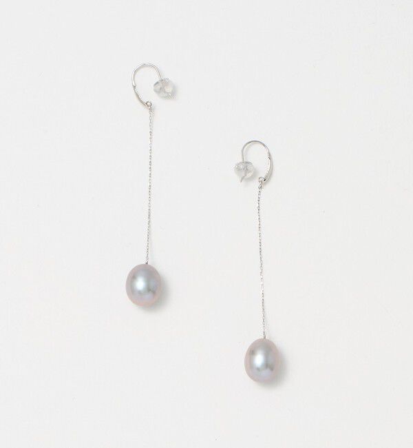 UNITED ARROWS「＜les bonbon＞GRAY パール ロングピアス」|ピアス|SILVER