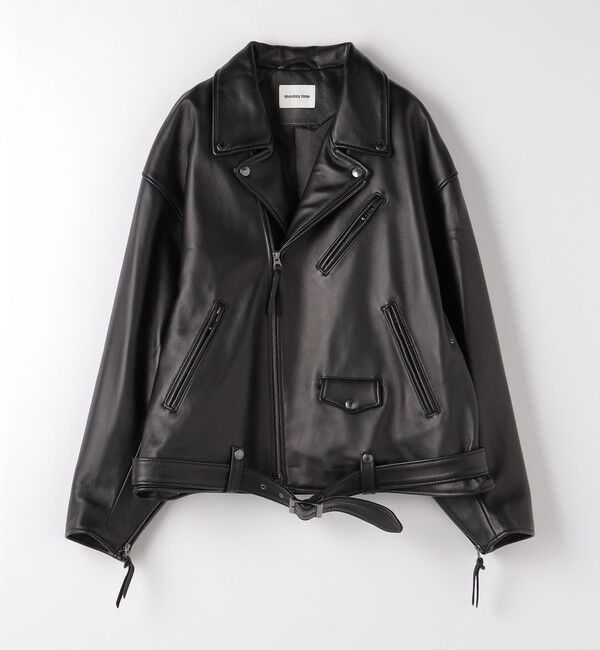 モンキータイム　ライダースジャケット　ブラック　S monkey time＞ シープ レザー オーバーサイズ ダブルライダース