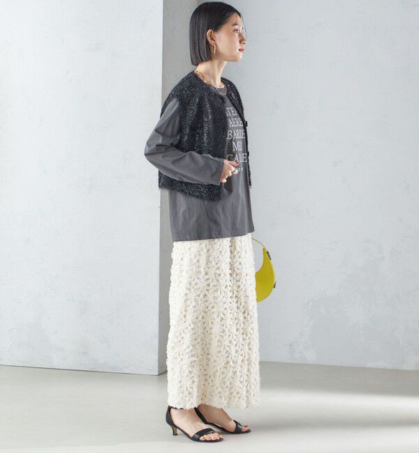 SHIPS for women「*〈手洗い可能〉グリッター ラメ フェザー ベスト 24SS ◇」|ベスト・ジレ|