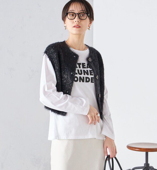 SHIPS for women「*〈手洗い可能〉グリッター ラメ フェザー ベスト 24SS ◇」|ベスト・ジレ|