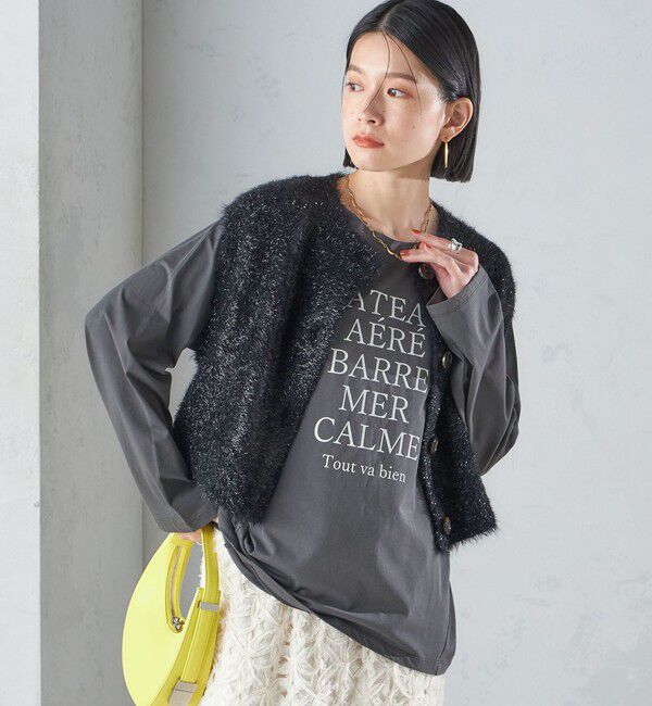 SHIPS for women「*〈手洗い可能〉グリッター ラメ フェザー ベスト 24SS ◇」|ベスト・ジレ|