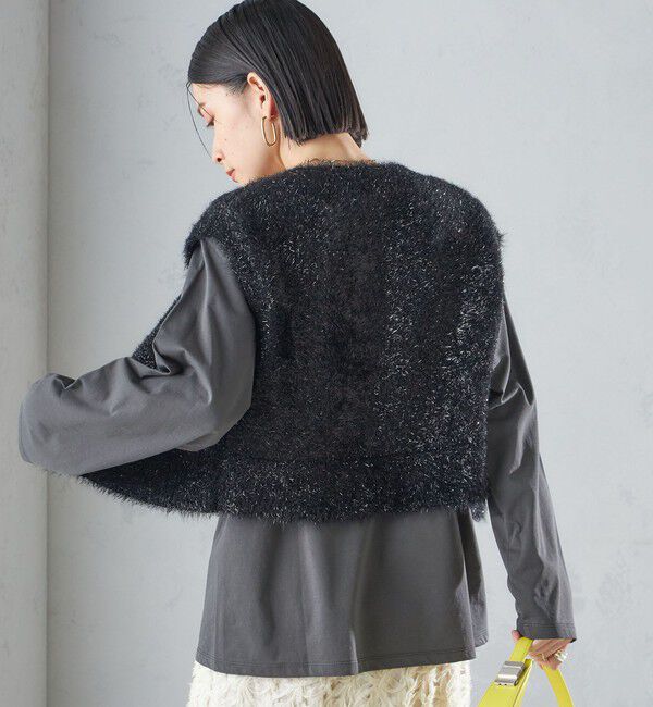 SHIPS for women「*〈手洗い可能〉グリッター ラメ フェザー ベスト 24SS ◇」|ベスト・ジレ|