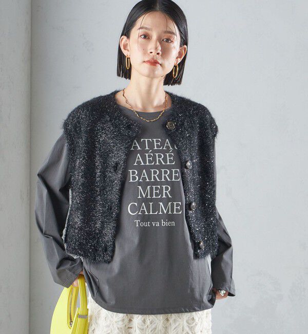 SHIPS for women「*〈手洗い可能〉グリッター ラメ フェザー ベスト 24SS ◇」|ベスト・ジレ|