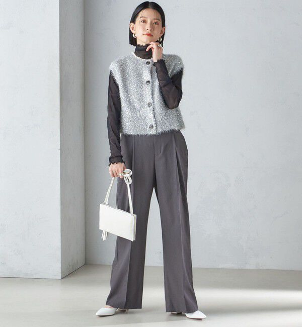 SHIPS for women「*〈手洗い可能〉グリッター ラメ フェザー ベスト 24SS ◇」|ベスト・ジレ|