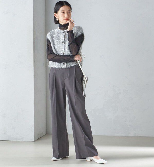 SHIPS for women「*〈手洗い可能〉グリッター ラメ フェザー ベスト 24SS ◇」|ベスト・ジレ|