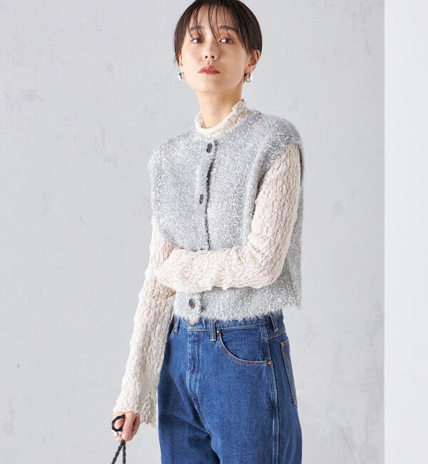 SHIPS for women「*〈手洗い可能〉グリッター ラメ フェザー ベスト 24SS ◇」|ベスト・ジレ|