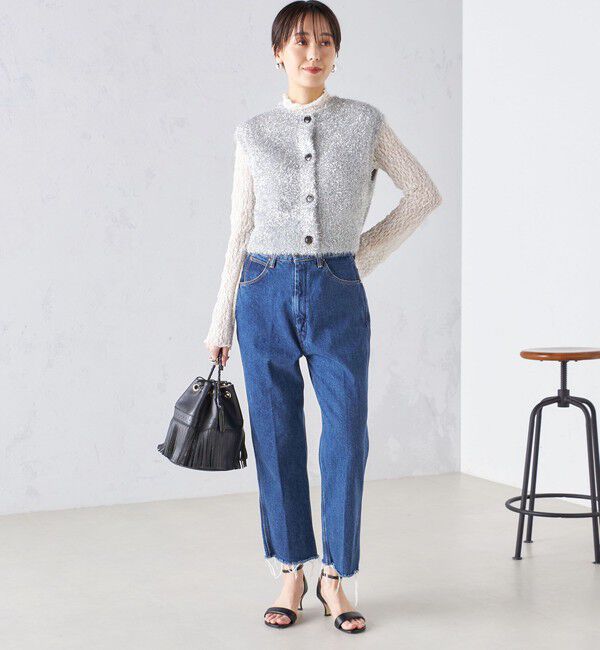SHIPS for women「*〈手洗い可能〉グリッター ラメ フェザー ベスト 24SS ◇」|ベスト・ジレ|