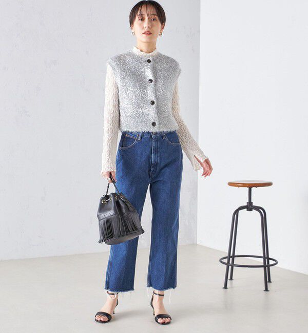 SHIPS for women「*〈手洗い可能〉グリッター ラメ フェザー ベスト 24SS ◇」|ベスト・ジレ|
