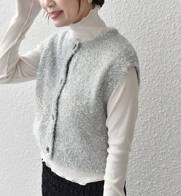 SHIPS for women「*〈手洗い可能〉グリッター ラメ フェザー ベスト 24SS ◇」|ベスト・ジレ|