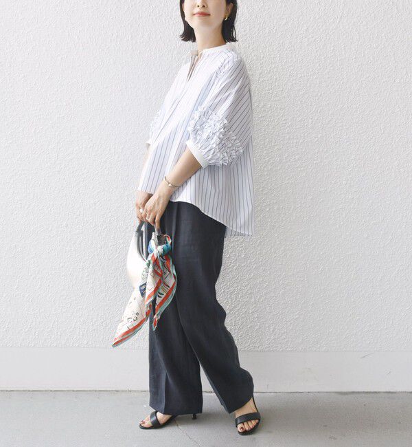 SHIPS for women「【WEB限定】〈手洗い可能〉袖 フリル デザイン ブラウス」|シャツ・ブラウス|