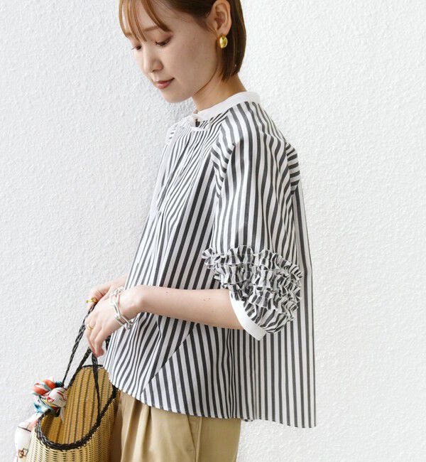 SHIPS for women「【WEB限定】〈手洗い可能〉袖 フリル デザイン ブラウス」|シャツ・ブラウス|