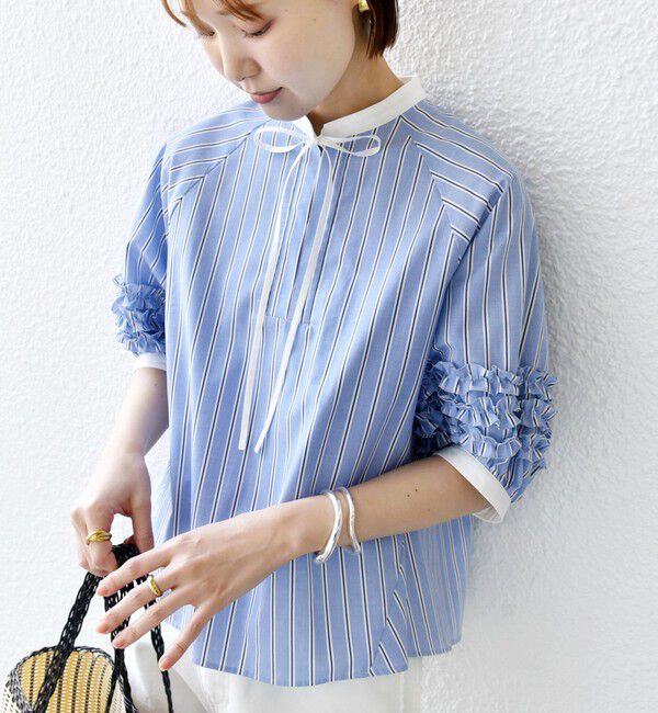SHIPS for women「【WEB限定】〈手洗い可能〉袖 フリル デザイン ブラウス」|シャツ・ブラウス|