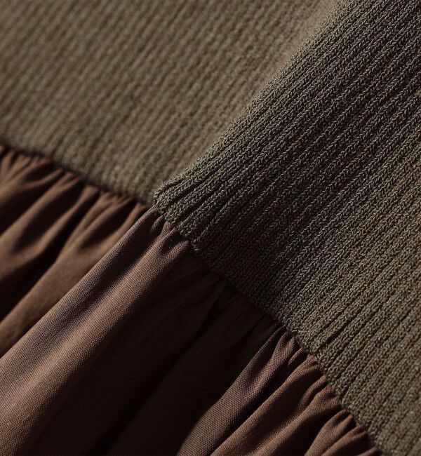 SHIPS for women「〈手洗い可能〉リブ ニット 長袖 &times; 布帛 ギャザー スカート ワンピース」|ワンピース|