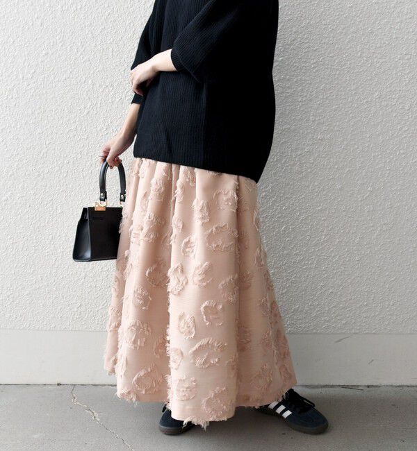 SHIPS any「SHIPS any:〈手洗い可能〉フラワー カット ジャカード  ボリューム スカート」|スカート|