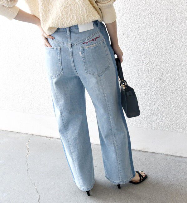 SHIPS any「SHIPS any:〈洗濯機可能〉サイドライン ストレート ワイド デニム パンツ［SHIPS any DENIM］」|デニム|スカイブルー