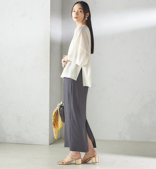 SHIPS for women「〈手洗い可能〉18G フィルミーコットン ワイド ショート スリーブ プルオーバー」|ニット・セーター|