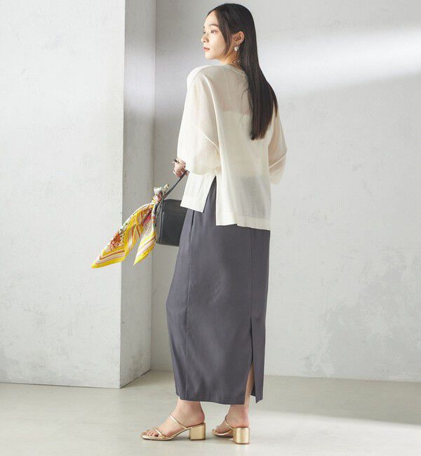 SHIPS for women「〈手洗い可能〉18G フィルミーコットン ワイド ショート スリーブ プルオーバー」|ニット・セーター|