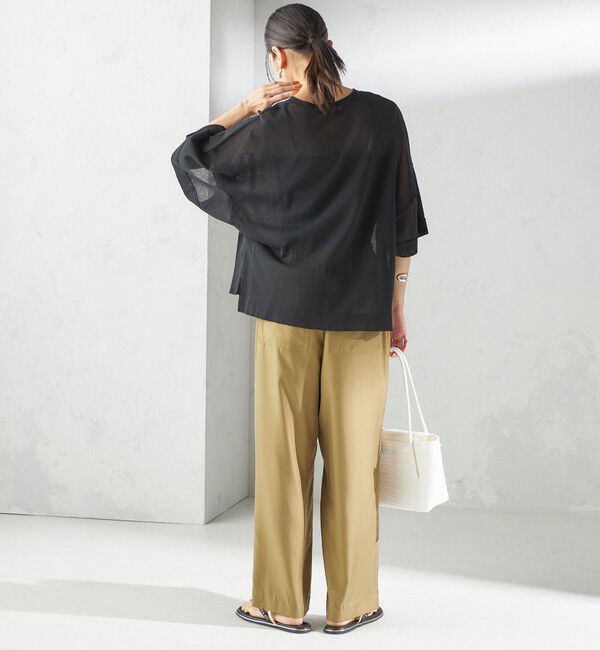 SHIPS for women「〈手洗い可能〉18G フィルミーコットン ワイド ショート スリーブ プルオーバー」|ニット・セーター|