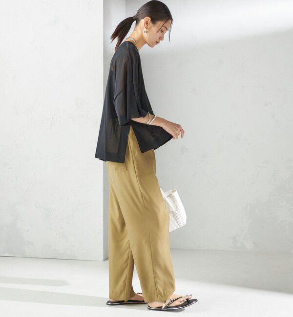 SHIPS for women「〈手洗い可能〉18G フィルミーコットン ワイド ショート スリーブ プルオーバー」|ニット・セーター|