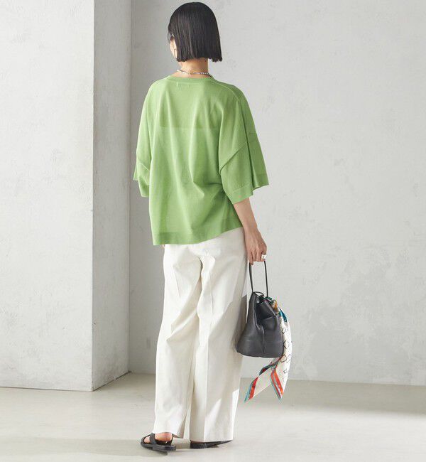 SHIPS for women「〈手洗い可能〉18G フィルミーコットン ワイド ショート スリーブ プルオーバー」|ニット・セーター|